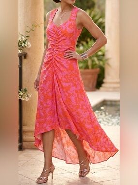 Chelsea28 Ruched High-Low Midi Plus Dress